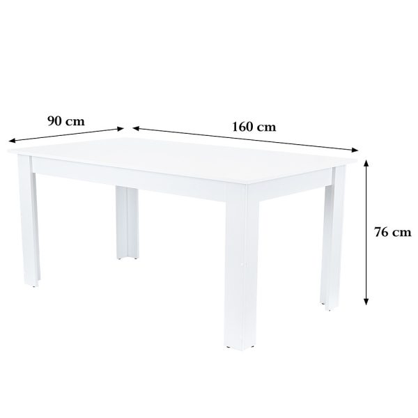 Yorki Standard étkezőasztal 160x90 cm fehér - Image 4
