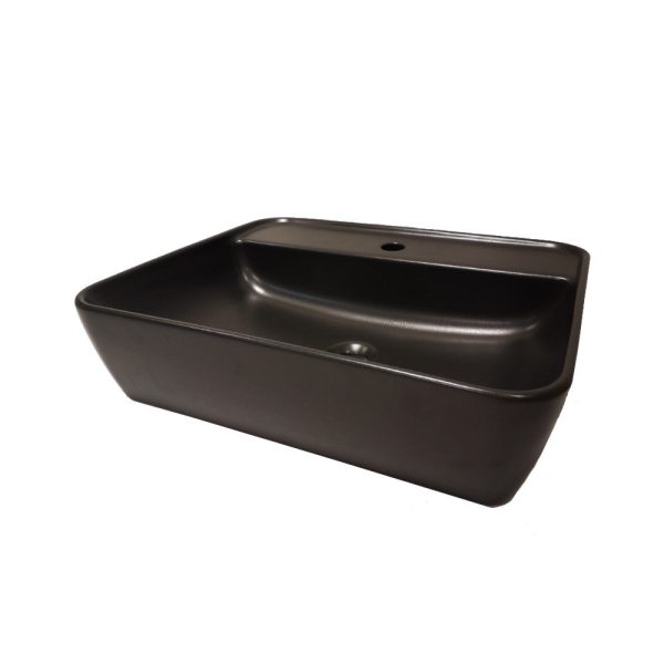 CeraStyle ONE - PULTRA ültethető - Top Counter- porcelán mosdó - MATT FEKETE - csaplyukas - 55 x45cm - Image 4