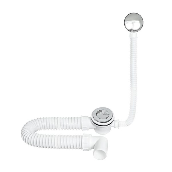 TEXO kádszifon - KRÓM - Klikk - klak leeresztővel - flexibilis csővel - Ø 5/4" x 0,5 m x Ø 40 mm