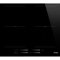 SMEG INDUKCIÓS FŐZŐLAP, Universal design, 60 cm, 4 főzőzóna, 2 MultiZone híd zóna, egyenes él, fekete üveg