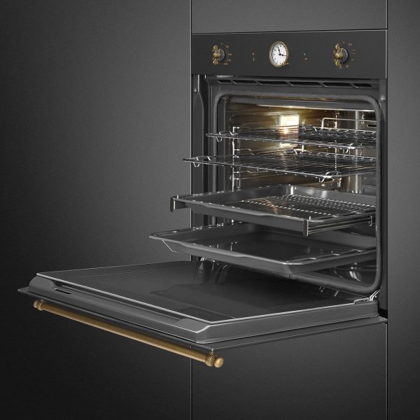 SMEG PIROLITIKUS HŐLÉGKEVERÉSES SÜTŐ, Colonial design, 60 cm, analóg, antracit - Image 4
