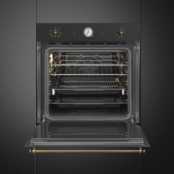 SMEG PIROLITIKUS HŐLÉGKEVERÉSES SÜTŐ, Colonial design, 60 cm, analóg, antracit - Image 3