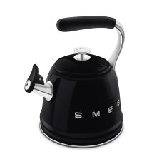 SMEG VÍZFORRALÓ TEÁSKANNA, retro, síppal, fekete