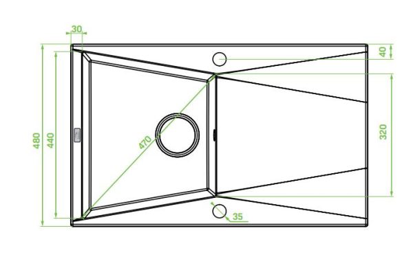 Laveo GRENADA csepptálcás matt fekete mosogató automata dugókiemelős, helytakarékos szifonnal - Image 2