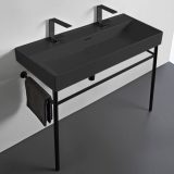 CeraStyle SHARP - MATT FEKETE - porcelán mosdókagyló - DUPLA csaplyukas - 100 x 48 cm - Image 3