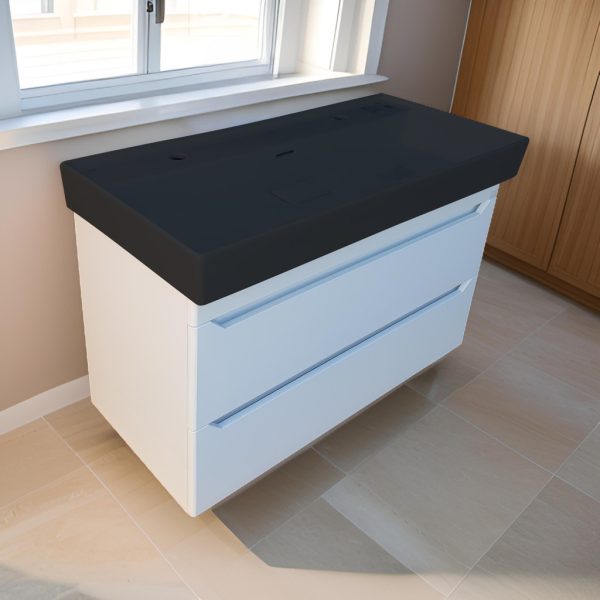 CeraStyle SHARP - MATT FEKETE - porcelán mosdókagyló - DUPLA csaplyukas - 100 x 48 cm - Image 5