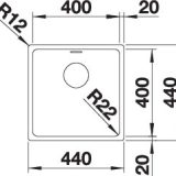 Blanco ANDANO 400-IF rozsdamentes egymedencés mosogató 44 x 44 x 19 cm InFino® szűrőkosár – 522957 - Image 3