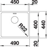 Blanco ANDANO 450-U rozsdamentes egymedencés mosogató 490 x 440 x 190 InFino® szűrőkosár – 522963 - Image 3