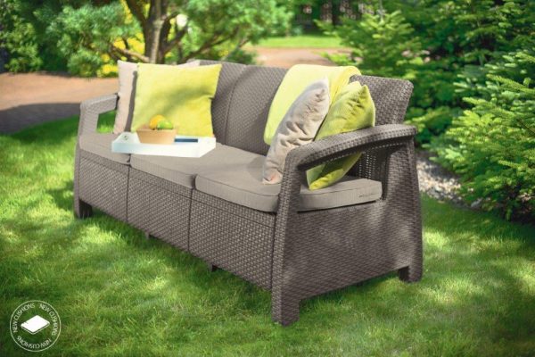Kerti bútor Keter Corfu love seat max három személyes kanapé, cappuccino szín - Image 3