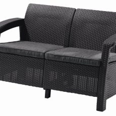 Keter Corfu kerti bútor love seat kétszemélyes kanapé, grafitszürke