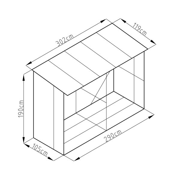 G21 WOH 682 tüzifa tároló - 302 x 119 cm, szürke - Image 5