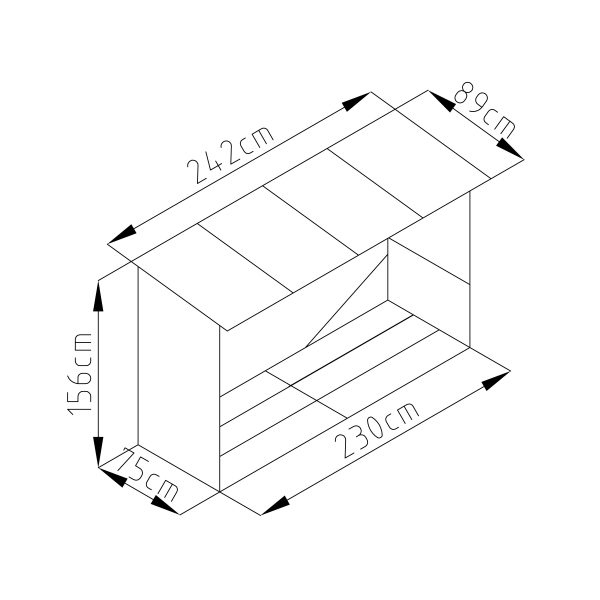 G21 WOH 335 tüzifa tároló - 242 x 89 cm, barna - Image 5