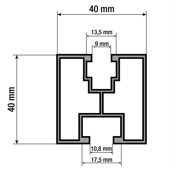 G21 40x40 mm-es alumínium profil hatszögletű csavarhoz és négyszögletes anyához, 6 m - Image 4