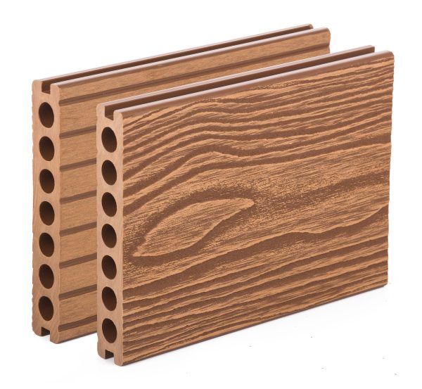 G21 kültéri burkolólap 2,5 x 14,8 x 400 cm, Light Wood kerek lyukakkal, WPC - Image 3