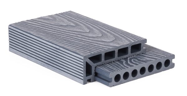 G21 kültéri burkolólap 2,5 x 14,8 x 400 cm, Silver Wood kerek lyukakkal, WPC - Image 6