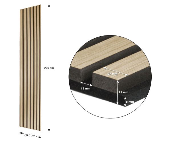 G21 akusztikus panel 270x60,5x2,1 cm, természetes tölgy - Image 10