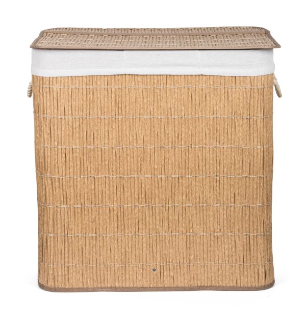 G21-es 150 literes szennyeskosár elválasztókkal, rattan utánzat, fehér betéttel - Image 2