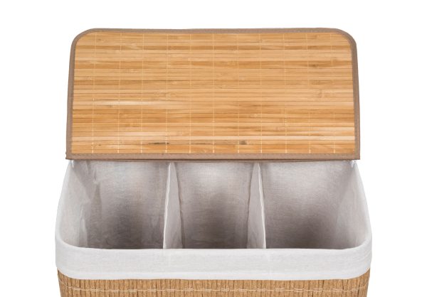 G21-es 150 literes szennyeskosár elválasztókkal, rattan utánzat, fehér betéttel - Image 6