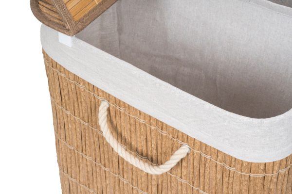G21-es 150 literes szennyeskosár elválasztókkal, rattan utánzat, fehér betéttel - Image 7