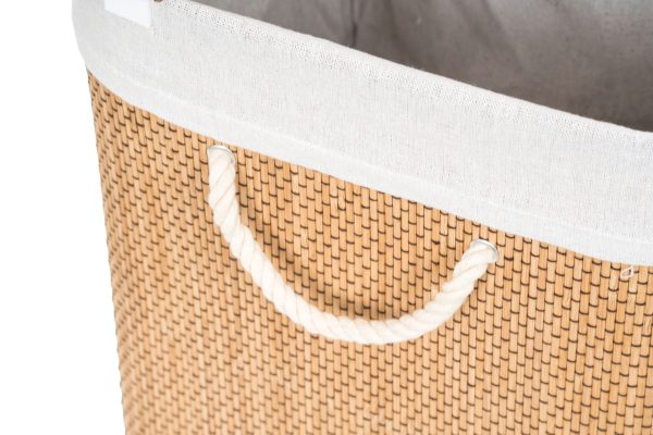 G21 bambusz szennyeskosár,150 l kapacitású, fehér betéttel, elválasztó elemekkel - Image 7