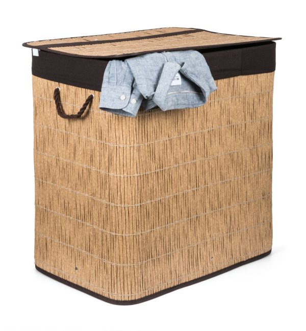 G21-es 150 literes szennyeskosár elválasztókkal, rattan utánzat, barna betéttel - Image 3