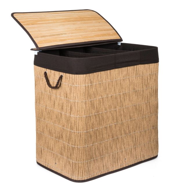 G21-es 150 literes szennyeskosár elválasztókkal, rattan utánzat, barna betéttel - Image 4