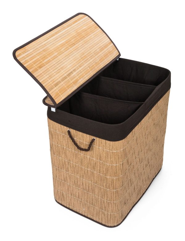 G21-es 150 literes szennyeskosár elválasztókkal, rattan utánzat, barna betéttel - Image 5