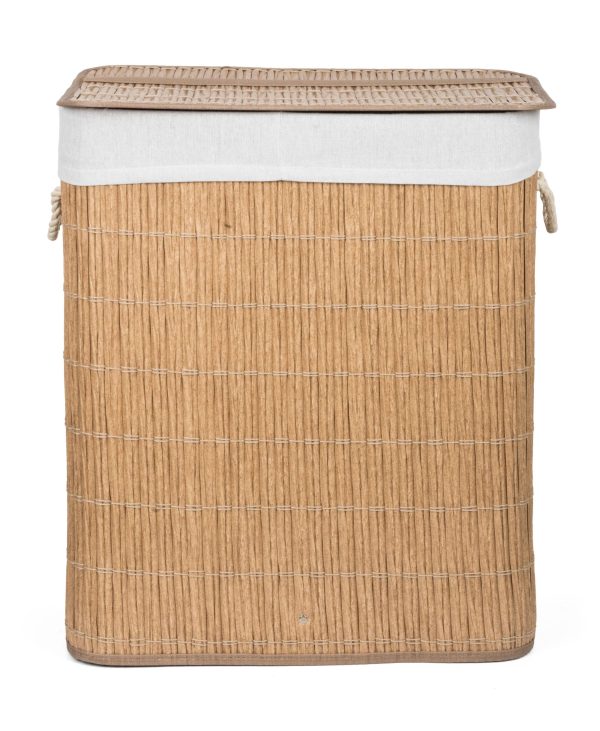G21-es 105 literes szennyeskosár elválasztókkal, rattan utánzat, fehér betéttel - Image 2