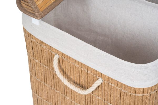 G21-es 105 literes szennyeskosár elválasztókkal, rattan utánzat, fehér betéttel - Image 7