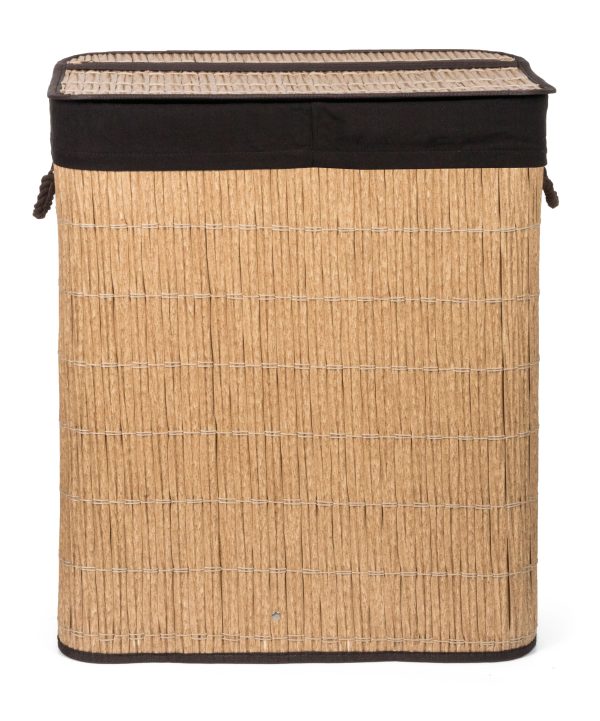 G21-es 105 literes szennyeskosár elválasztókkal, rattan utánzat, barna betéttel - Image 2