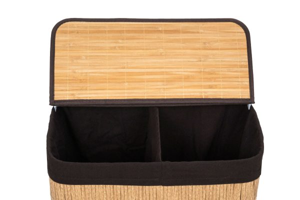G21-es 105 literes szennyeskosár elválasztókkal, rattan utánzat, barna betéttel - Image 6