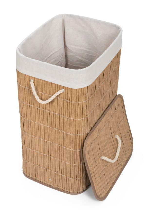 G21 szennyeskosár 72 l, rattan utánzat, fehér betéttel - Image 5