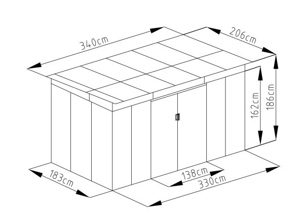 Kerti ház G21 GRAH 700 - 340 x 206 cm, metál szürke - Image 6