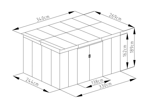 Kerti ház G21 GRAH 915 - 340 x 269 cm, metálszürke - Image 6