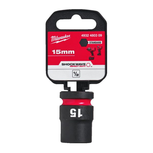 Milwaukee 1/2' Dugókulcsbetét hatlapú, gépi, rövid 15 mm - 1 db