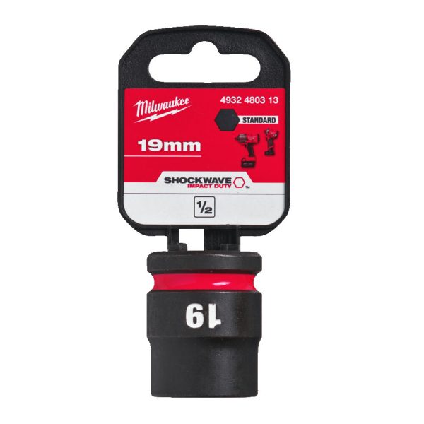 Milwaukee 1/2' Dugókulcsbetét hatlapú, gépi, rövid 19 mm - 1 db