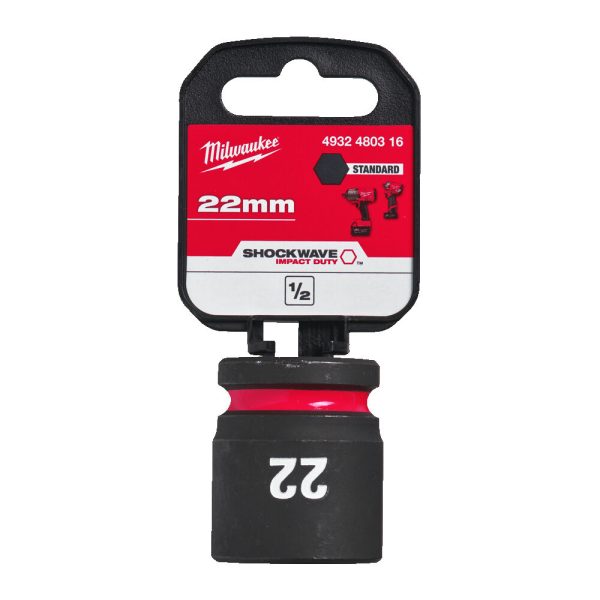 Milwaukee 1/2' Dugókulcsbetét hatlapú, gépi, rövid 22 mm - 1 db