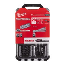 Milwaukee 1/4˝racsnis dugókulcs készlet metrikus (28
részes) PACKOUT™ keskeny