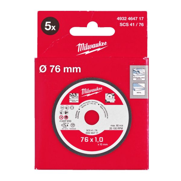 Milwaukee Fémvágókorong 76 mm (M12 FCOT) - 5 darabos készlet