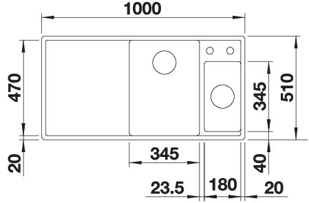 BLANCO AXIA III 6 S bal fekete üveg tart. - Image 3