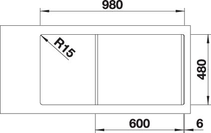BLANCO DINAS XL 6S , fényezett rozsdamentes acél, furat nélkül, excenter nélkül - Image 4