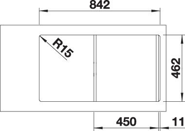 BLANCO FLEX PRO 45 S mosogatótálca, natúr rozsdamentes acél, excenter nélkül (232887 mos+232250 lef) - Image 3