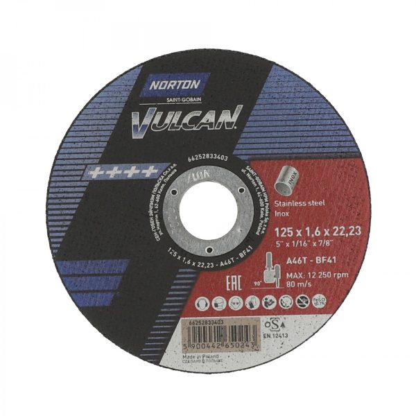 Vulcan fém 125x1,6x22,23 A46 T BF41 fém vágókorong