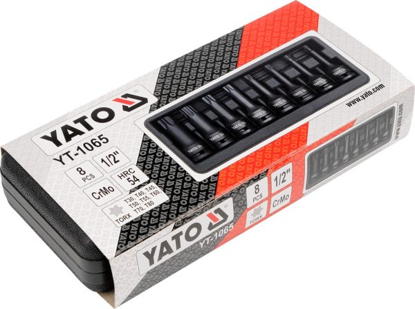YATO Bit dugókulcs készlet gépi Torx 1/2 col 8 részes T30-T80 - Image 2