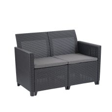 Claire 2 üléses műrattan kerti kanapé grafit - 252689