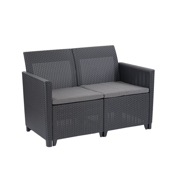 Claire 2 üléses műrattan kerti kanapé grafit - 252689