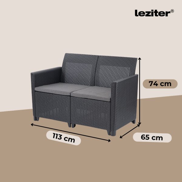 Claire 2 üléses műrattan kerti kanapé grafit - 252689 - Image 3