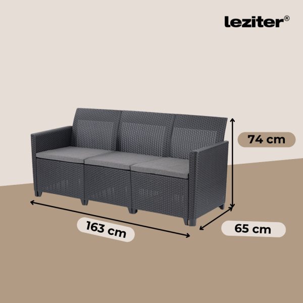 Claire 3 üléses műrattan kerti kanapé - Image 3