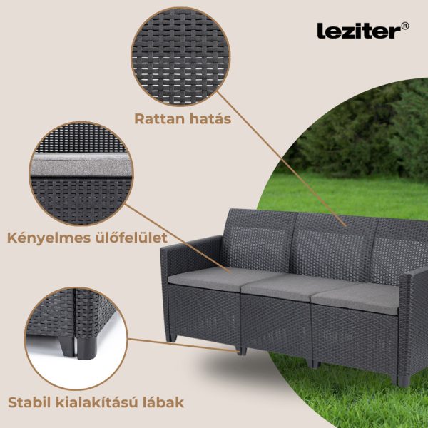 Claire 3 üléses műrattan kerti kanapé - Image 4
