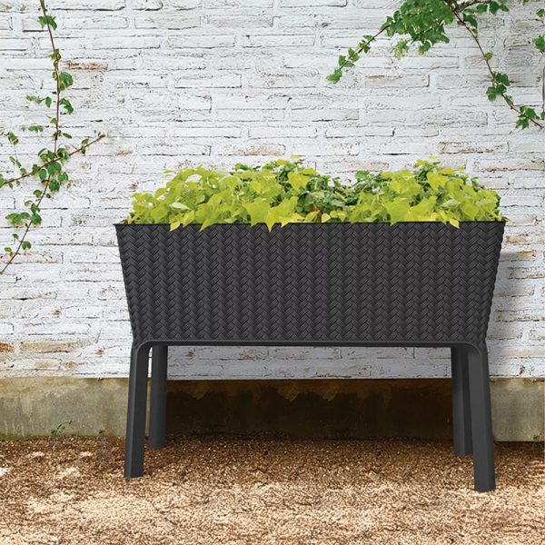 Splendor megemelt műanyag kerti virágláda 120l fonott rattan - Image 2